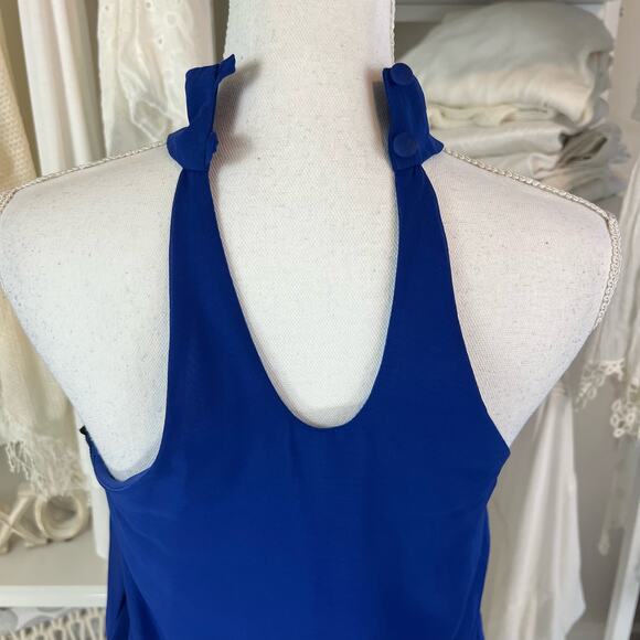 Bisou Bisou women's size 2 Electric blue Halter Dress high neck. fun unique 1124 - Picture 12 of 14